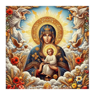 Pictura pe numere - Icoana - Fecioara cu pruncul - Fertilitate 40х40 сm