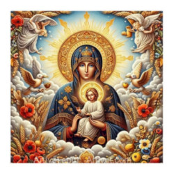 Pictura pe numere - Icoana - Fecioara cu pruncul - Fertilitate 40х40 сm