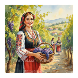 Pictura pe numere - Recolta de struguri 40х40 сm