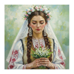 Pictura pe numere - Mireasa cu lacramioare 40х40 сm