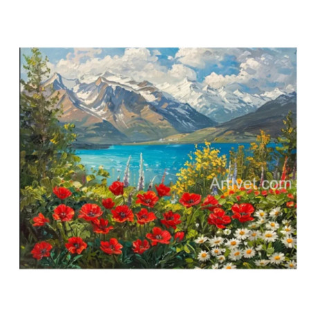 Pictura pe numere - Lacul din inima muntilor