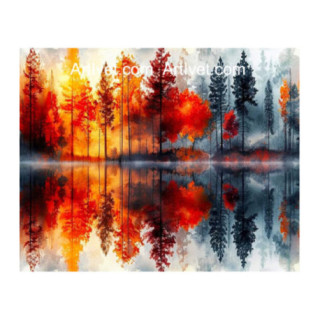 Pictura pe numere - Reflectii in culorile toamnei