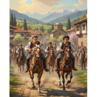 Pictura pe numere - Intrecerea de cai