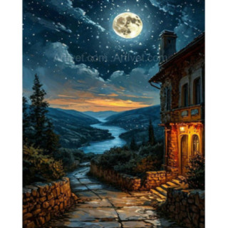 Pictura pe numere - Luna lumineaza raul