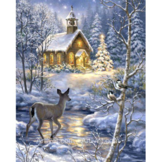 Pictura pe numere - Padurea in ajunul Craciunului