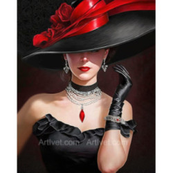 Pictura pe numere - Doamna misterioasa cu palarie