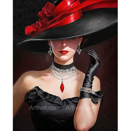 Pictura pe numere - Doamna misterioasa cu palarie