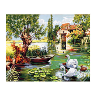 Pictura pe numere - Lebede albe si puisorii lor