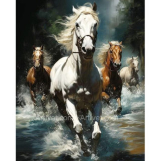 Pictura pe numere - Calul alb - Liderul taberei
