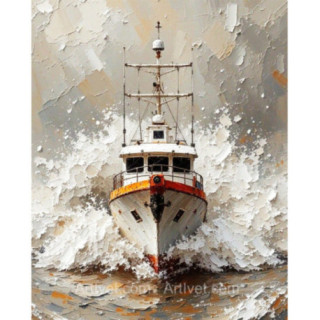 Pictura pe numere - Corabie printre valuri