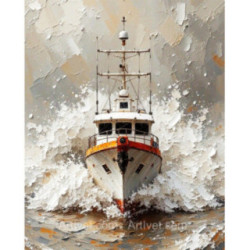 Pictura pe numere - Corabie printre valuri