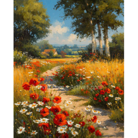 Pictura pe numere - O seara de aur peste pamant