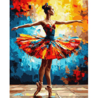 Pictura pe numere - Balerina - Culori dansante