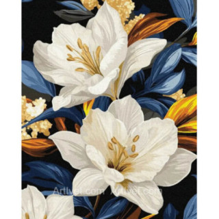 Pictura pe numere - Flori albe in infinit