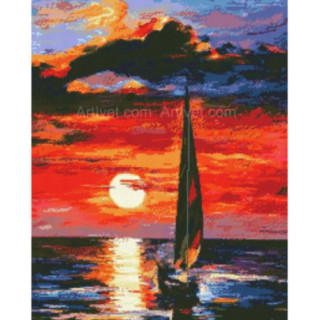 Pictura pe numere - Apus in rosu