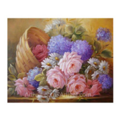 Pictura pe numere - Cos cu flori si urari de noroc