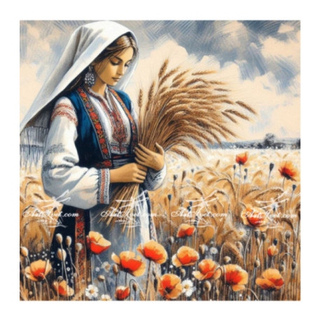 Pictura pe numere - In lanul cu grau si maci 40х40 сm