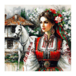 Pictura pe numere - In prag la casa parinteasca 40х40 сm