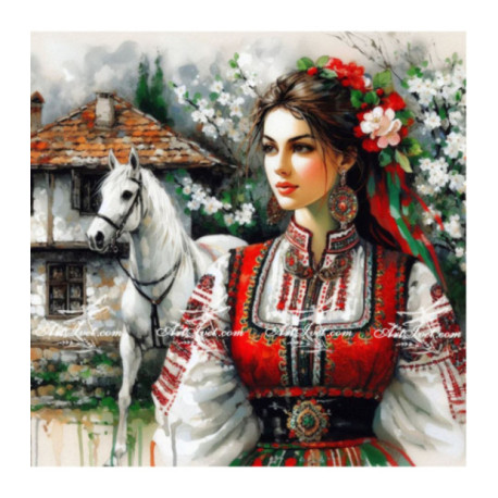 Pictura pe numere - In prag la casa parinteasca 40х40 сm