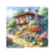 Pictura pe numere - Carul cu flori din fata casei de la tara 40х40 сm