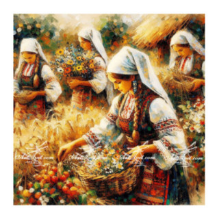 Pictura pe numere - Culegatoare de plante medicinale 40х40 сm