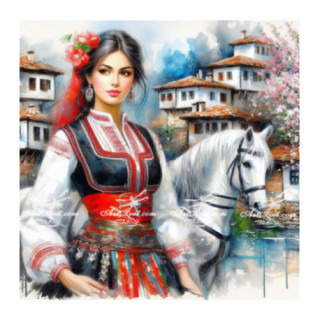 Pictura pe numere - Ileana cu trandafir dupa ureche 40х40 сm