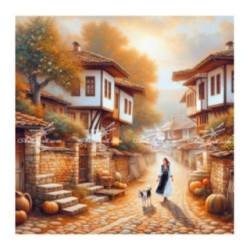 Pictura pe numere - De-a lungul strazilor pietroase ale micului oras 40х40 сm