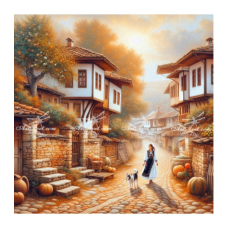 Pictura pe numere - De-a lungul strazilor pietroase ale micului oras 40х40 сm