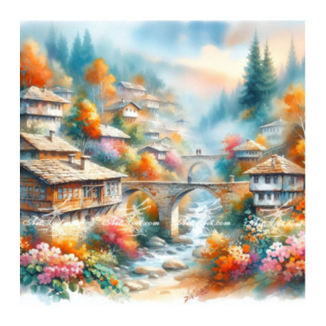 Pictura pe numere - Doua poduri gemeni 40х40 сm