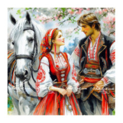 Pictura pe numere - Tineri si indragostiti 40х40 сm