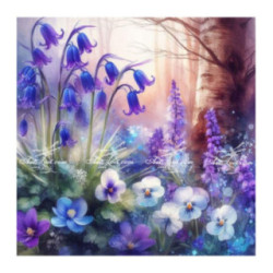 Pictura pe numere - Clopotei violeti si zambile 40х40 сm
