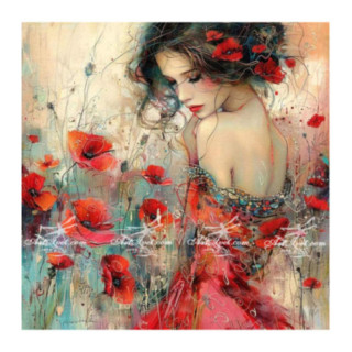 Pictura pe numere - Fermecata de maci 40х40 сm