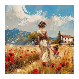 Pictura pe numere - Cu fetita la plimbare 40х40 сm