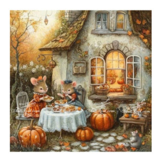 Pictura pe numere - Casuta mica a familiei de soricei 40х40 сm