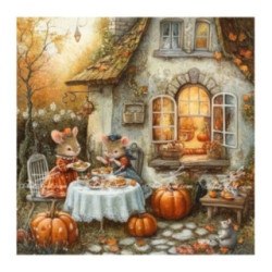 Pictura pe numere - Casuta mica a familiei de soricei 40х40 сm