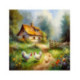 Pictura pe numere - Gaini in curtea casei din padure 40х40 сm