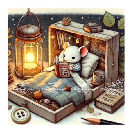 Pictura pe numere - O seara placuta pentru soricelul alb 40х40 сm