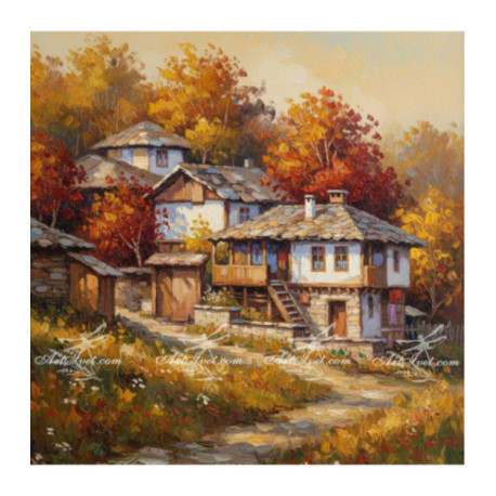 Pictura pe numere - Toamna imbracata in aur 40х40 сm