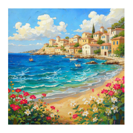 Pictura pe numere - Flori pe malul marii 40х40 сm