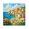 Pictura pe numere - Marea inconjurata de case si flori 40х40 сm