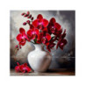 Pictura pe numere - Orhidei rosii in vaza alba 40х40 сm
