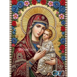 Goblen de diamante - Maica Domnului si pruncul - Culori sfinte