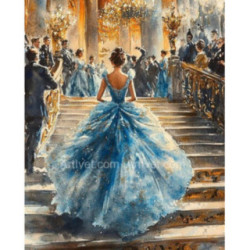 Pictura pe numere - La bal in rochie albastra