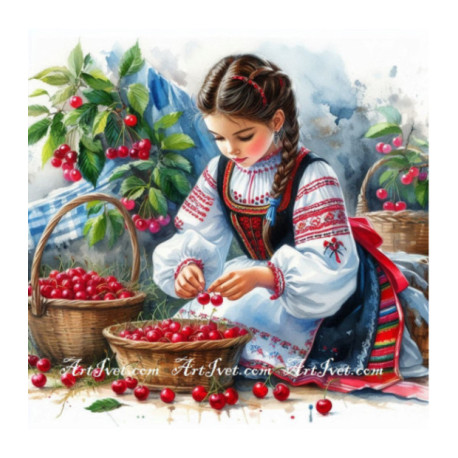 Pictura pe numere - Ioana culege cirese