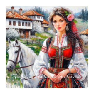 Pictura pe numere - Eugenia cu trandafir in par 40х40 сm