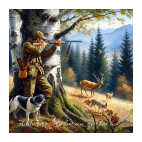 Pictura pe numere - La vanatoare - Varianta - 2 40х40 сm