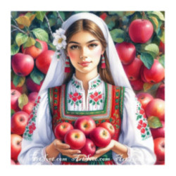 Pictura pe numere - Maria cu bratul plin cu mere 40х40 сm