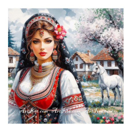 Pictura pe numere - Raluca si calul alb 40х40 сm