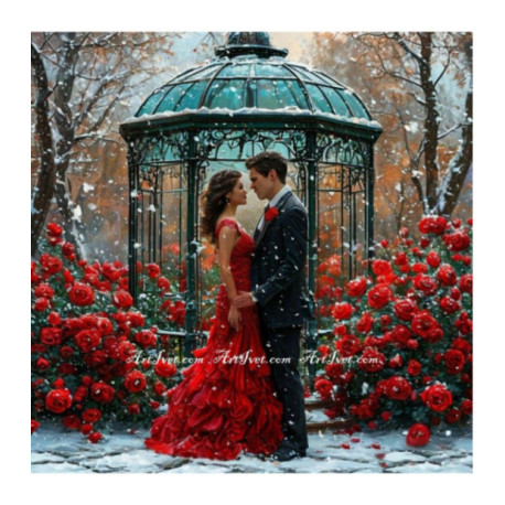 Pictura pe numere - Poveste de iarna - Doi indragostiti - 40х40 сm