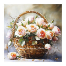 Pictura pe numere - Cos cu trandafiri aromati si gingasi 40х40 сm